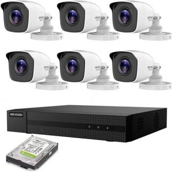 Kit videosorveglianza Hikvision 2MPx 6 camere IP PoE, 500 GB interno