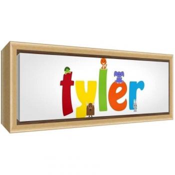 Lienzo de Arte Bienestar con marco sólido Caja de Madera Natural Surround en nombre de bonito diseño de Ilustrativos Niño (25 x 63 x 3 cm, tamaño mediano), Tyler