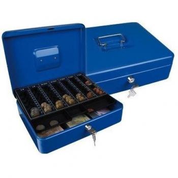Caisse monnaie Q-Connect plastique avec plateau amovible bleu