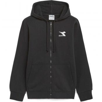 Sudadera Negra Diadora con Capucha y Cierre Completo