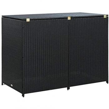 Cache-Poubelle en Résine Tressée Noir