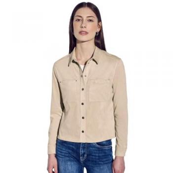 Beige Velours-Hemdbluse für Frauen – Street One Edition