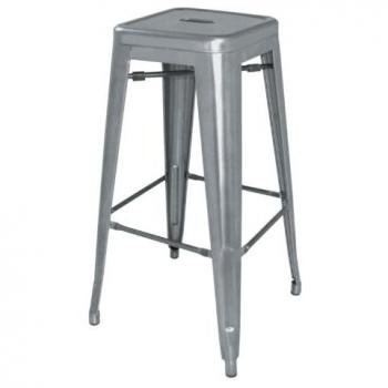 Tabourets Haute Table en Acier Gris Métalisé – Ensemble 4