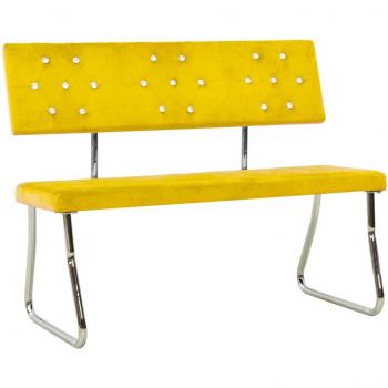 Salon Banc Intérieur 110 cm – Velours Jaune Moutarde
