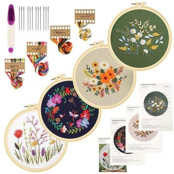 Embroidery Starter Kit with Pattern Craft Stamped