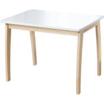 Table enfant rectangulaire en bois blanc avec pieds courbés naturels 52x56x76cm