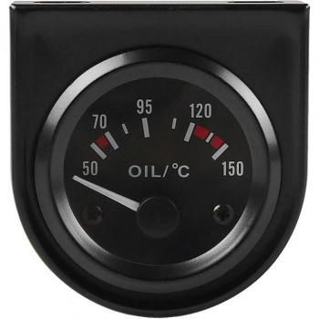 2 Zoll 52mm 12V Weiß LED Öltemperaturmessgerät mit Sensor Schwarz