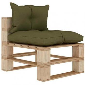 Holzpalettensofa von vidaXL, beige Kissen inklusive