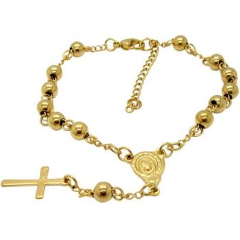 Women's Vintage Stainless Steel Rosary Bracelet