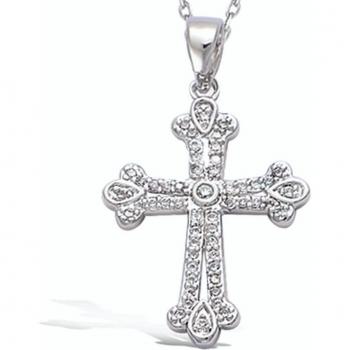 Lily's Richesse [R1678] – Collana Croce Argentata in Bianco