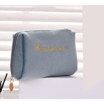 Sac à cosmétiques élégant en velours avec fermeture éclair pour femmes