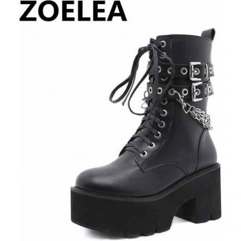 Punk Style Women's Heeled Boots with Rivets