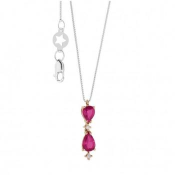 Collana Comete Gioielli Gocce di Stelle donna GLB 1607, diamante e rubino, caratura 0,02ct