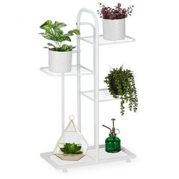 Supporto per Piante 4 Ripiani Metallo 72,5x44x22,5 cm