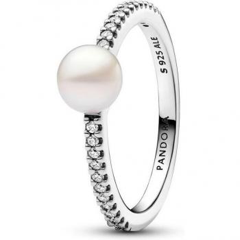 Pandora Timeless Damenring mit Süßwasser-Zuchtperle und Pavé, Modell 193158C01-58