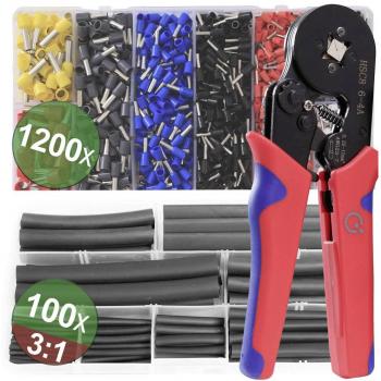 Quadrios 22T009 Kit pinza crimpatrice Boccola 0.25 fino a 10 mm² con assortimento di capicorda