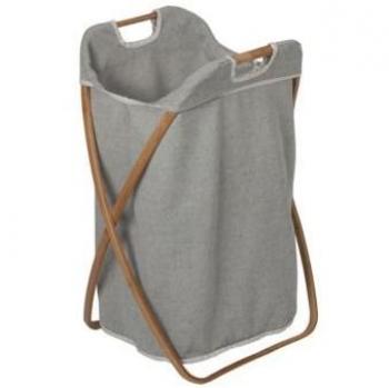 Möve Wäschekorb Bambus klappbar 38 x 40,5 x 67,5 cm mit Canvas, Grau
