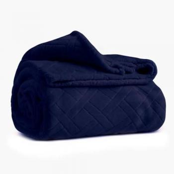 Stuoia di Coperchio Karaca Elanor Flanella Bordo Wellsoft Doppio Cuscino Blu Profondo