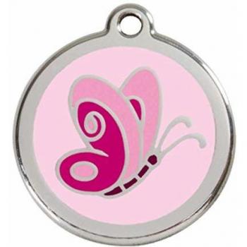Small Pink Butterfly Dog & Cat Tag – Enamel