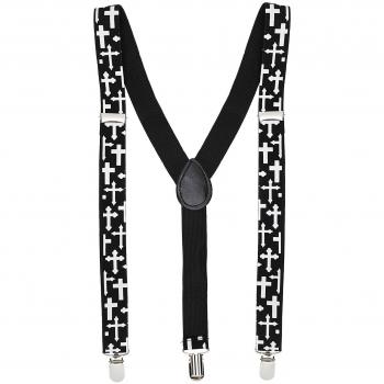 Bretelles de Style Widmann Noir à Croix Blanche, Régulables, Adultes