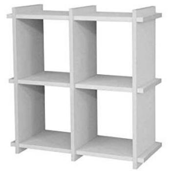 Scaffale in Legno Bianco a Parete con 4 Ripiani Multiuso