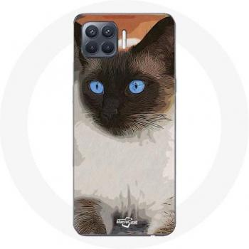 Étui Oppo A93 Chat Siamois Noir et Blanc Yeux Bleus