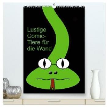 Premium Wandkalender 2024 Comic-Tiere DIN A2 hoch