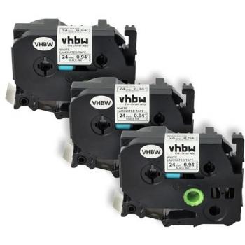 Vhbw 3x Label Tape for Brother P-Touch Label Printers, 24 mm, Black on White