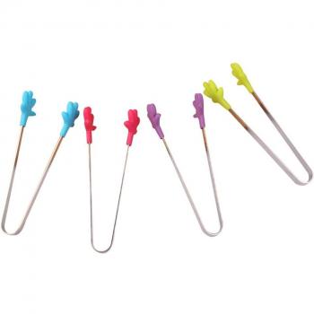 Juego de pinzas de cocina, 4 unidades, acero inoxidable y silicona