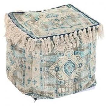 Deco Home Puff Casablanca Azzurro Frange 40x40x40