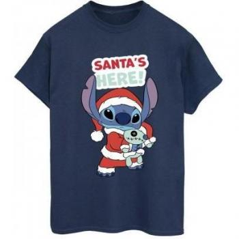 T-shirt Lilo & Stitch pour femmes Le Père Noël est là en coton boyfriend