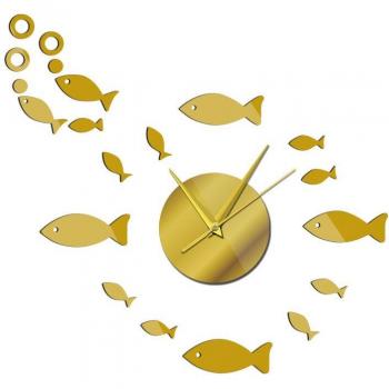 Moderne Wanduhr im Fischschwarm-Stil