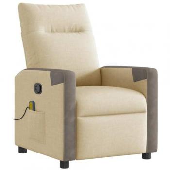 Fauteuil Inclinable Crème Tissu VidaXL