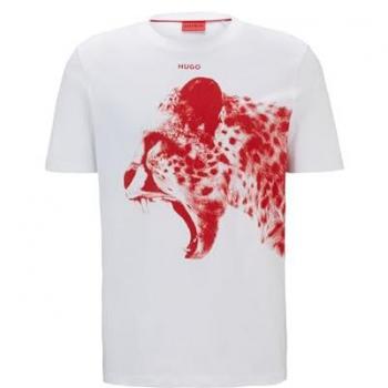 T-shirt HUGO con stampa grafica, Bianco, Taglia XL