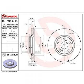 BREMBO 09.A914.11 Bromsskiva för TOYOTA Auris och Corolla