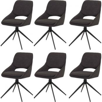 Set di Sedie HHG 612 Grigio Scuro: 6 unità, tessuto bouclé, sistema di rotazione automatica