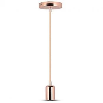 Lampadario LED E27 in Alluminio Cromato a Specchio Rosa Dorato Vintage VT-7448