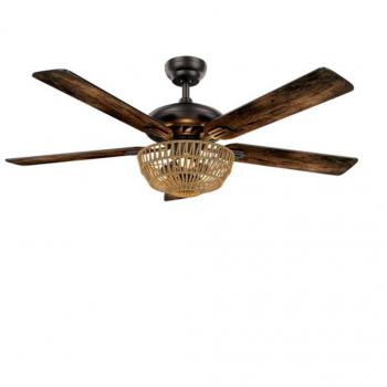 Ventilador de Techo Cesta con Luz Negro 3xE27 5 Aspas Nogal/Roble