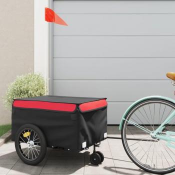 VidaXL Heavy-Duty Bike Trailer Black and Red 45 kg