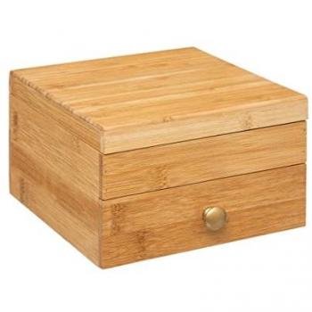 Joyero de bambú con espejo y cajón para accesorios