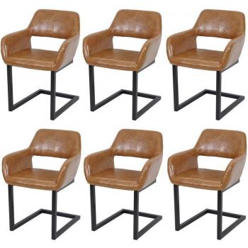 Set 6 Sedie Slitta HHG 870 II – Design Retrò, Metallo, Ecopelle Scamosciata