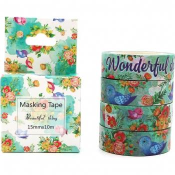 Fleurs et Oiseaux Découpage – Ruban de Masquage 10 m × 15 mm