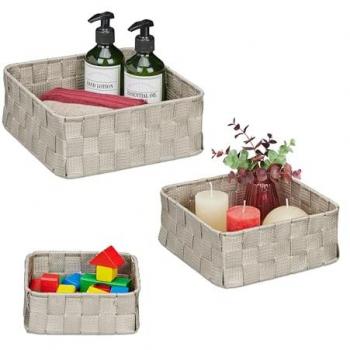 Plastic and Metal Frame Storage Baskets, Set of 3