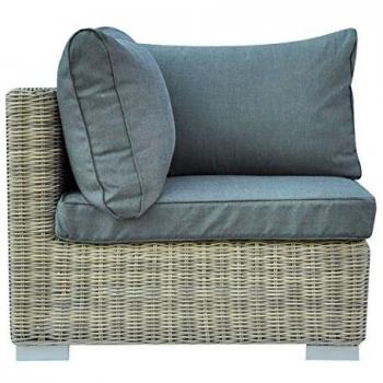 Poltrona Angolare Kubu in Wicker Grigio Completa