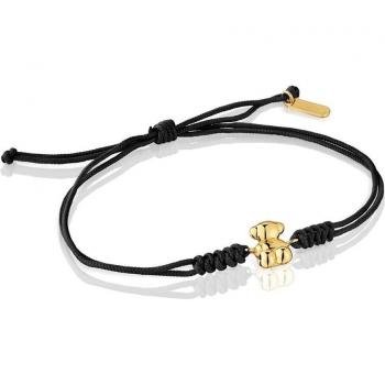 Bracelet Noir avec Ours Doré Kabbale