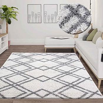 Vimoda Hochflor Teppich, Weicher Wohnzimmer Shaggy im skandinavischen Stil, 120x170 cm
