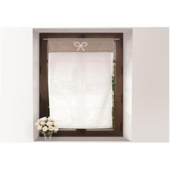 SUCRE D'OCRE Brise bise 100% coton brodé EMILIE 60x90 cm Blanc et taupe