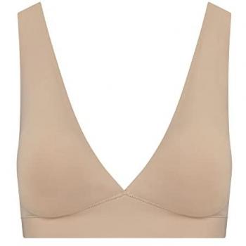 Soutien-gorge plongeant sans armatures invisible Beige Bye Bra avec bretelles larges et rembourrage amovible