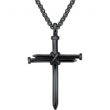 Collier pendentif croix en acier inoxydable pour hommes