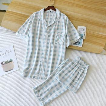 Bequemer Männer Pyjama mit Plaid-Muster
